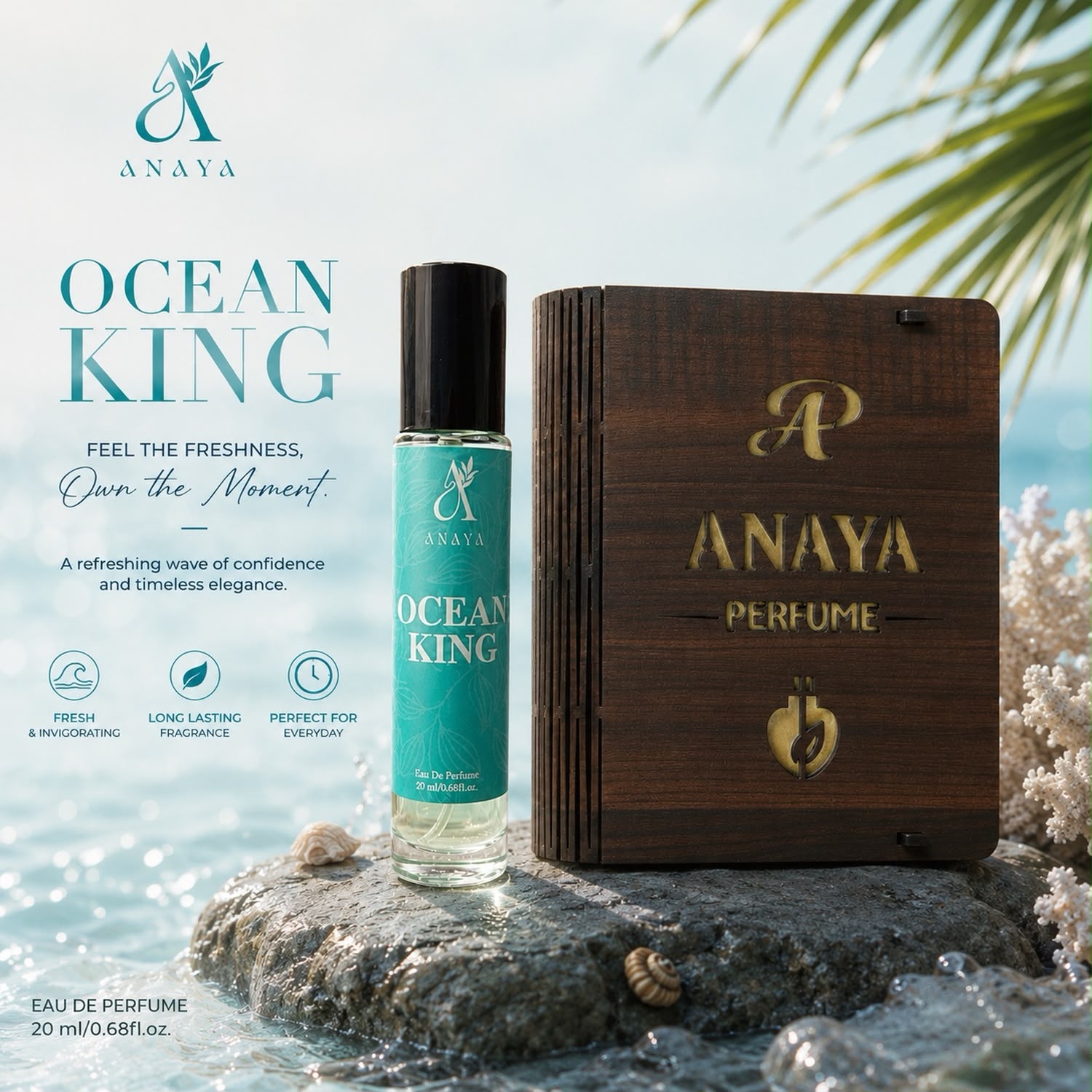 Anaya Ocean King Eau De Parfum 20ml – Fresh Aquatic Long Lasting Fragrance for Men
