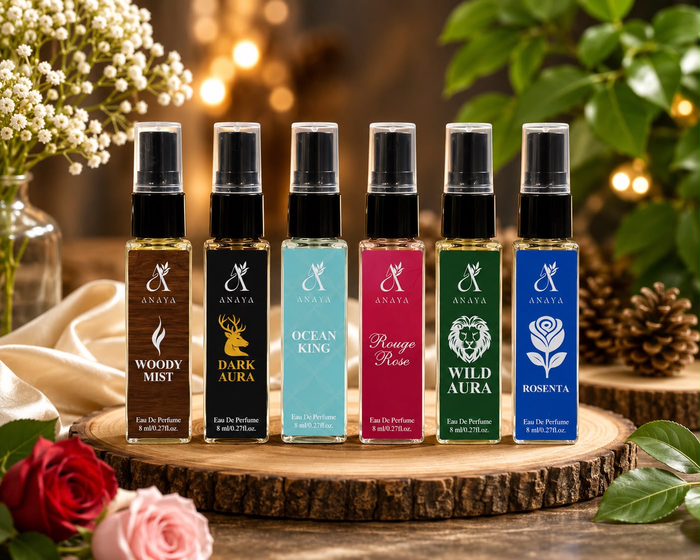 Anaya Luxury Perfume Discovery Set – Pack of 6 (8ml Each) | Long Lasting Eau De Parfum | Premium Unisex Mini Perfume Collection